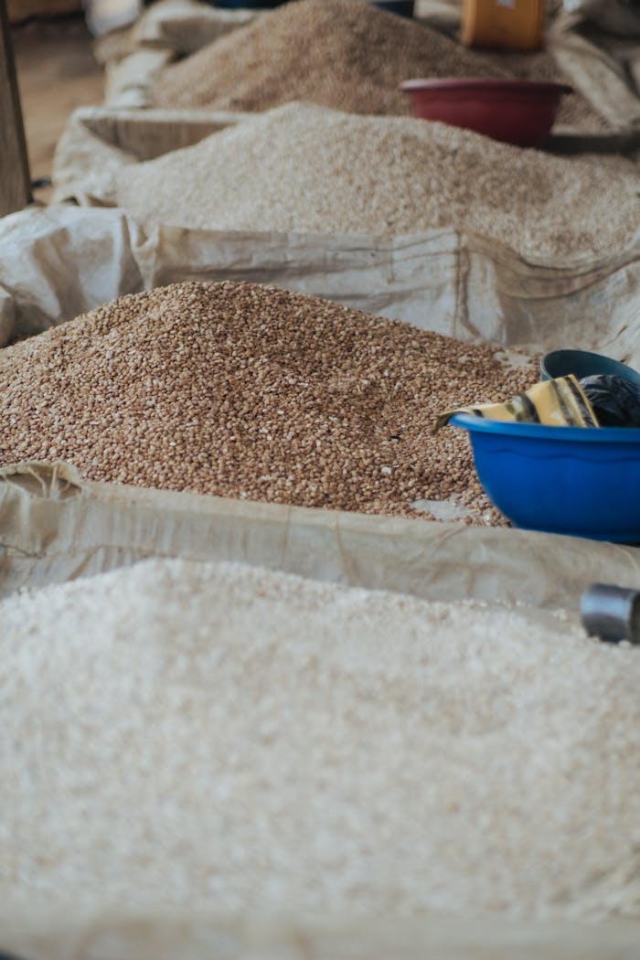 Crafting Captivating Headlines: Your awesome post title goes here Various grains including rice and beans displayed in sacks at a market in Ilorin, Nigeria.